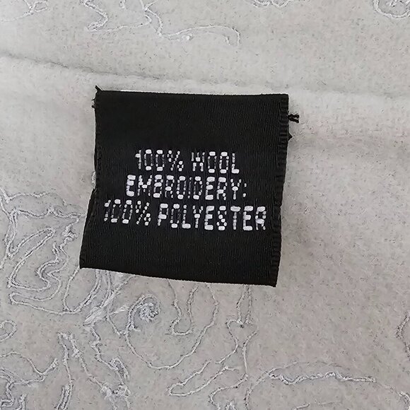 Linda Allayed Ellen Tracy Gray Floral Embroidered Vintage Wool Cardigan Jacket - Picture 6 of 7